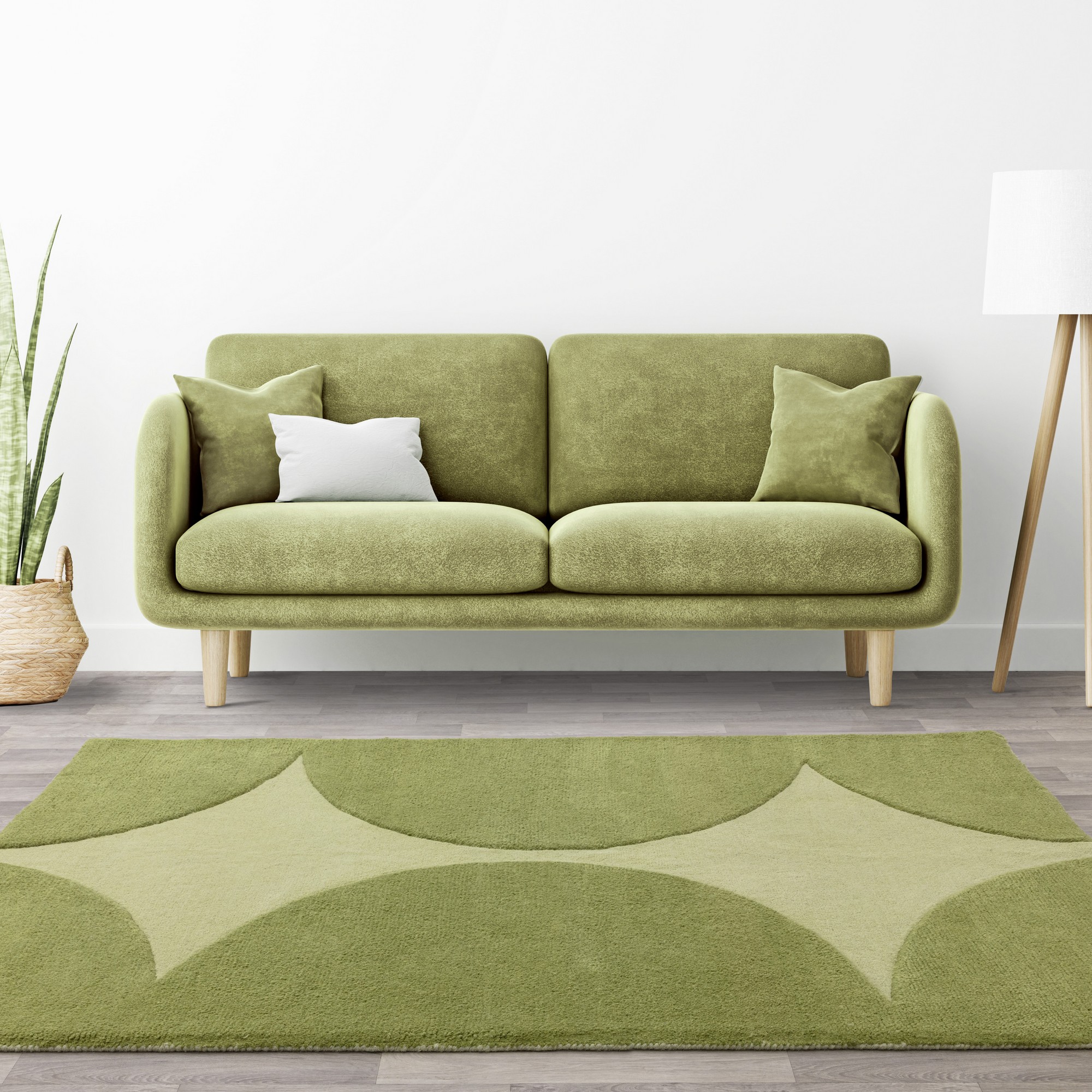 Canvas Reflect 01 Modern Wool Abstract Rugs In Green